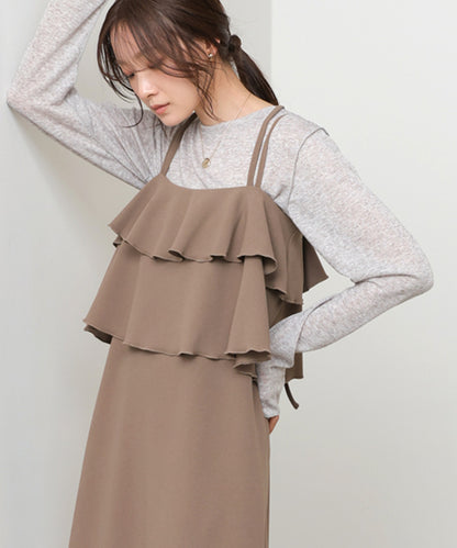 【選べるサイズ/イージーケア】ティアードキャミワンピース【イージージョーゼットシリーズ】