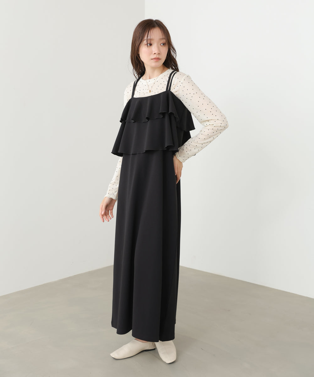 【選べるサイズ/イージーケア】ティアードキャミワンピース【イージージョーゼットシリーズ】