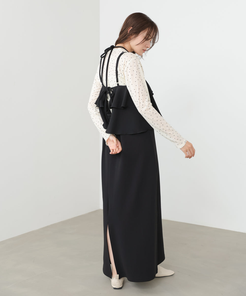 【選べるサイズ/イージーケア】ティアードキャミワンピース【イージージョーゼットシリーズ】