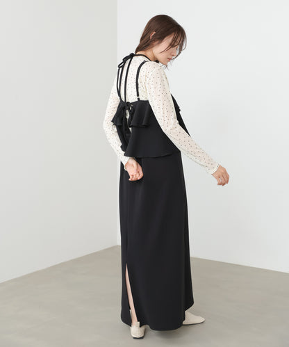 【選べるサイズ/イージーケア】ティアードキャミワンピース【イージージョーゼットシリーズ】