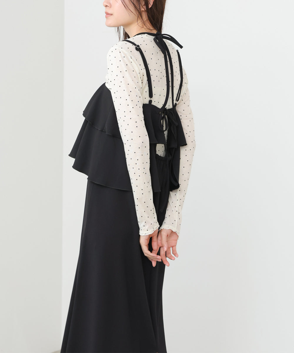 【選べるサイズ/イージーケア】ティアードキャミワンピース【イージージョーゼットシリーズ】