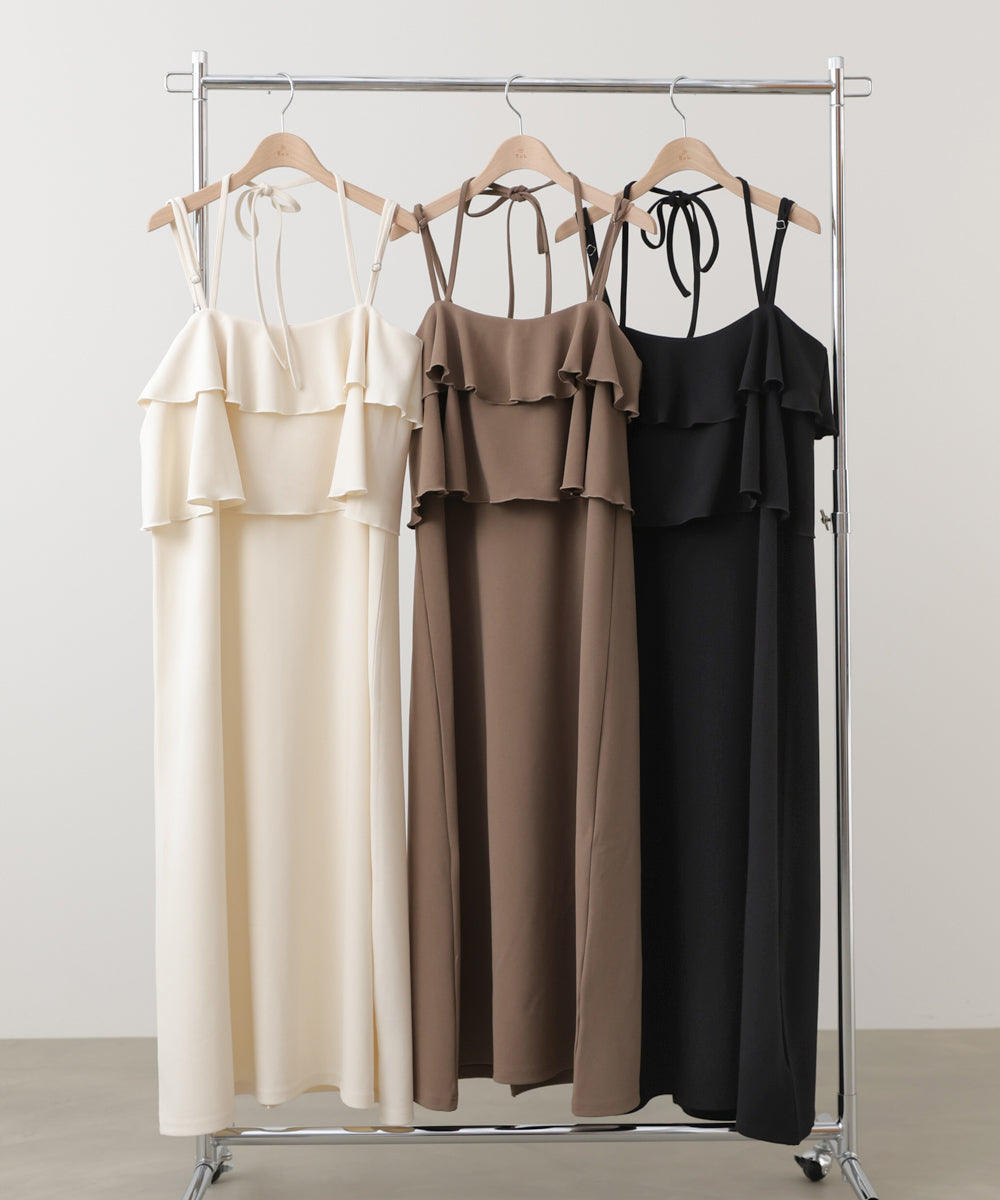 【選べるサイズ/イージーケア】ティアードキャミワンピース【イージージョーゼットシリーズ】