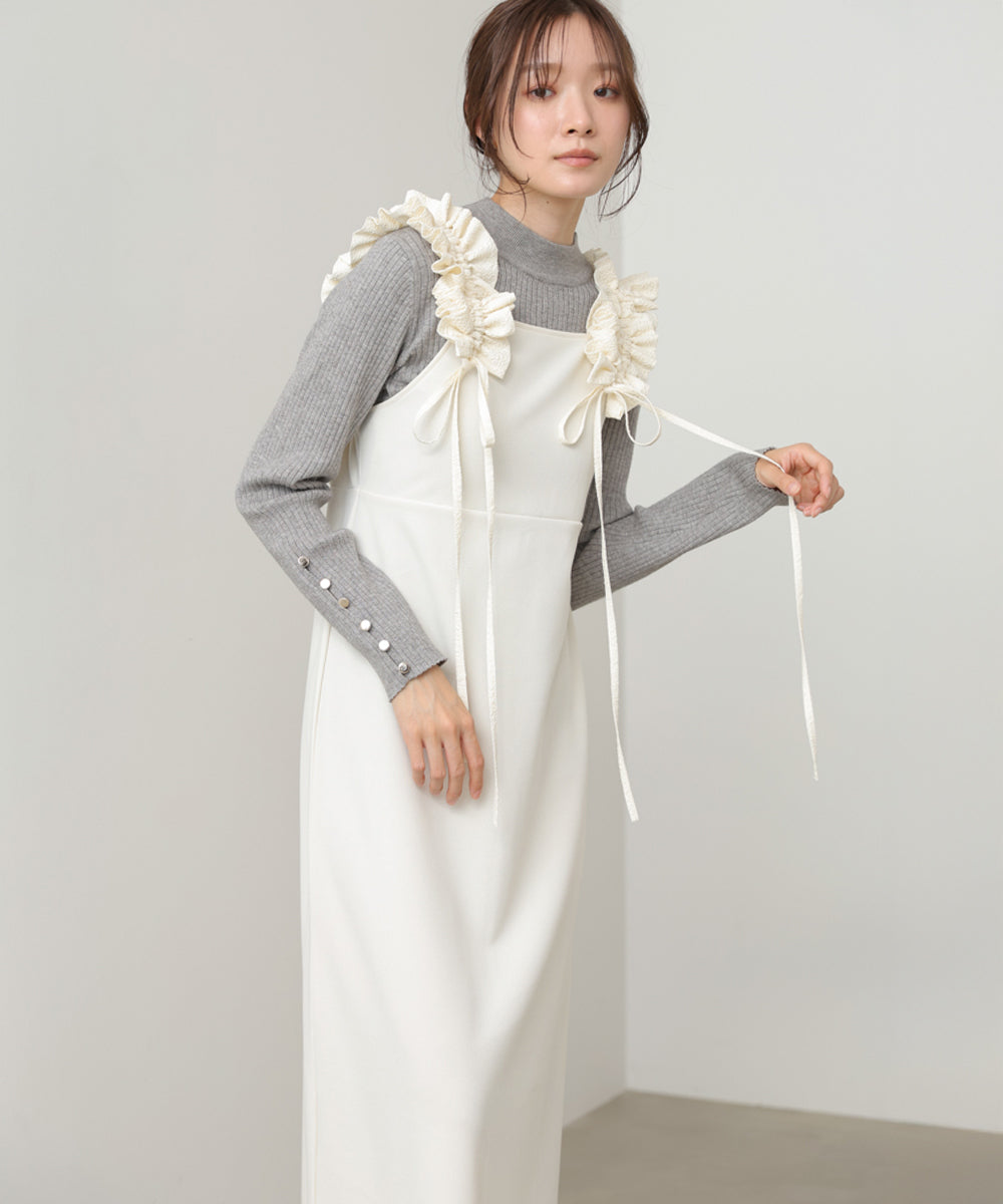 【選べるサイズ/イージーケア】ショルダーギャザーワンピース【イージージョーゼットシリーズ】