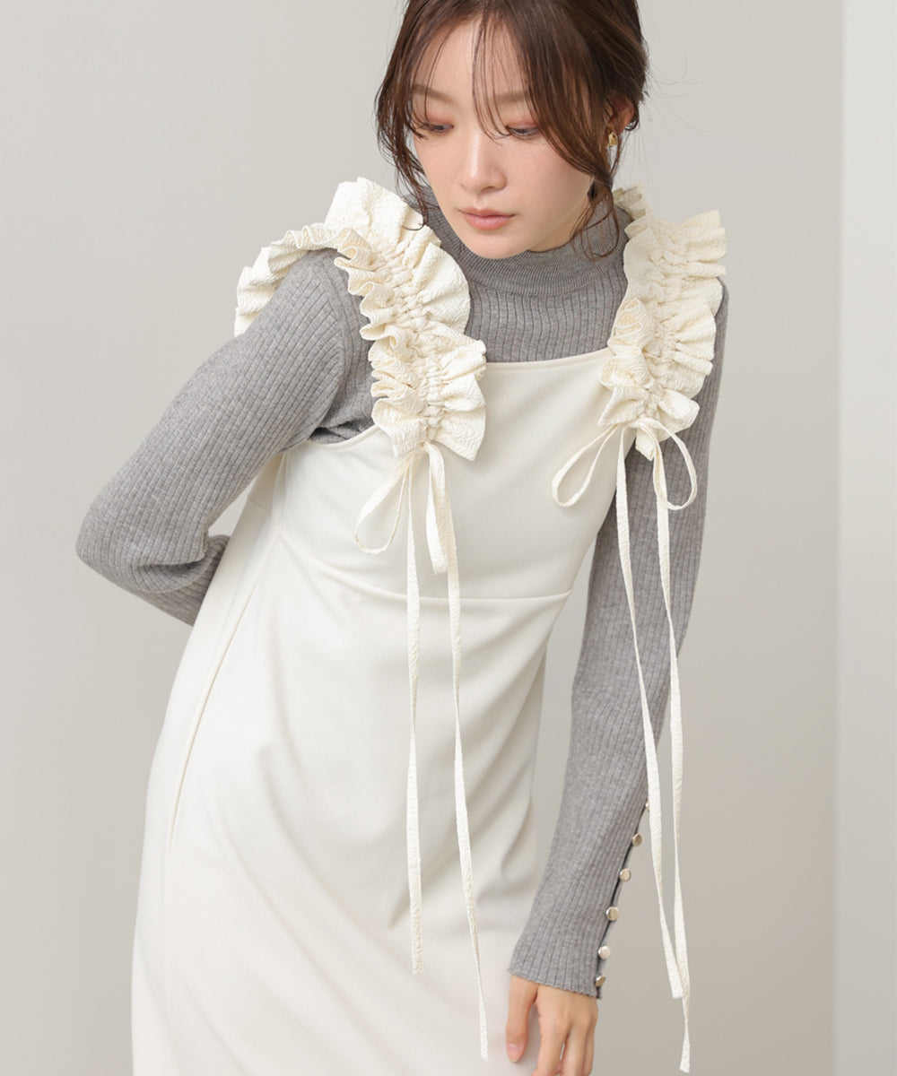 【選べるサイズ/イージーケア】ショルダーギャザーワンピース【イージージョーゼットシリーズ】