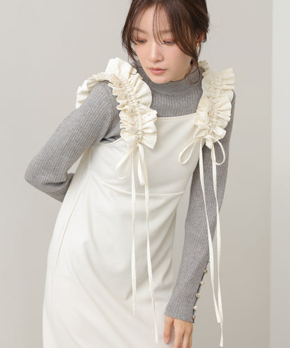 【選べるサイズ/イージーケア】ショルダーギャザーワンピース【イージージョーゼットシリーズ】