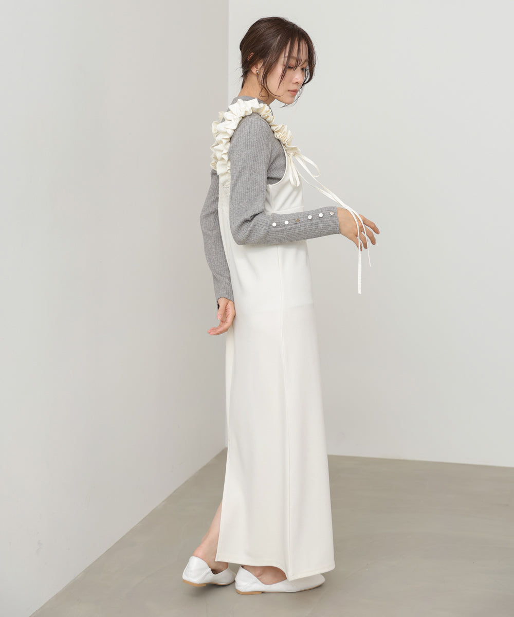 【選べるサイズ/イージーケア】ショルダーギャザーワンピース【イージージョーゼットシリーズ】