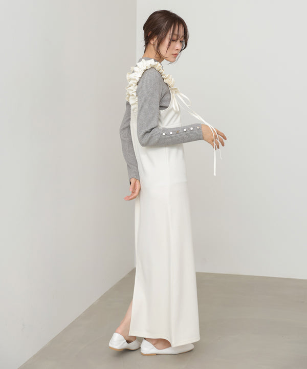 【選べるサイズ/イージーケア】ショルダーギャザーワンピース【イージージョーゼットシリーズ】