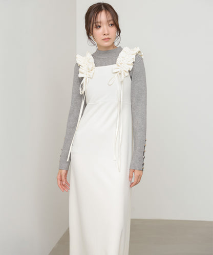 【選べるサイズ/イージーケア】ショルダーギャザーワンピース【イージージョーゼットシリーズ】