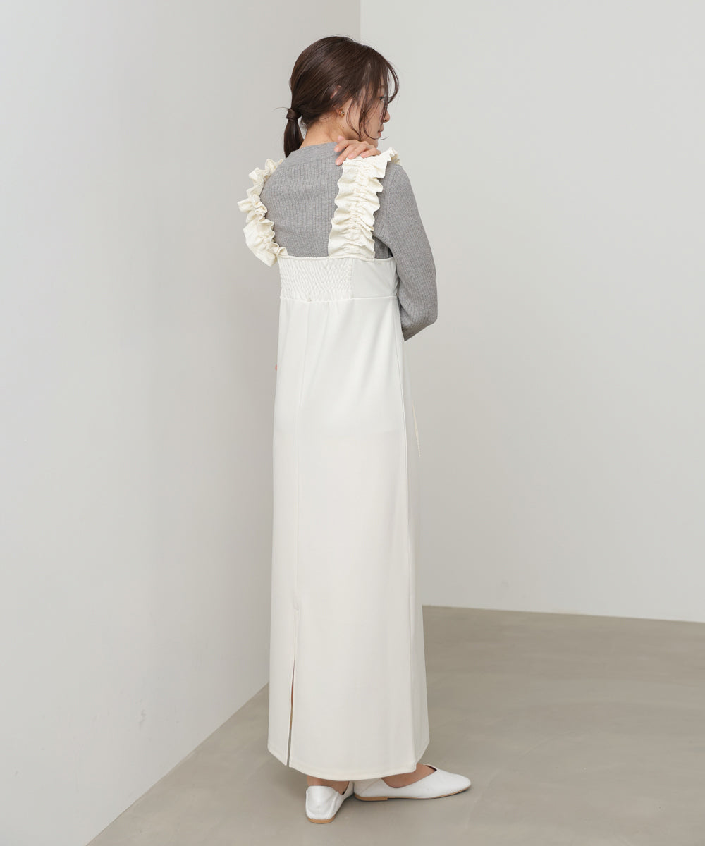 【選べるサイズ/イージーケア】ショルダーギャザーワンピース【イージージョーゼットシリーズ】