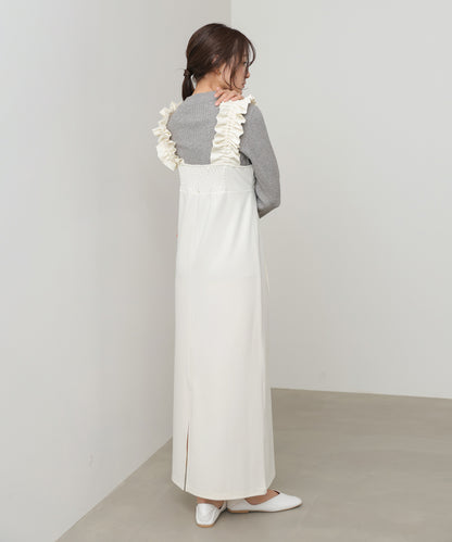 【選べるサイズ/イージーケア】ショルダーギャザーワンピース【イージージョーゼットシリーズ】