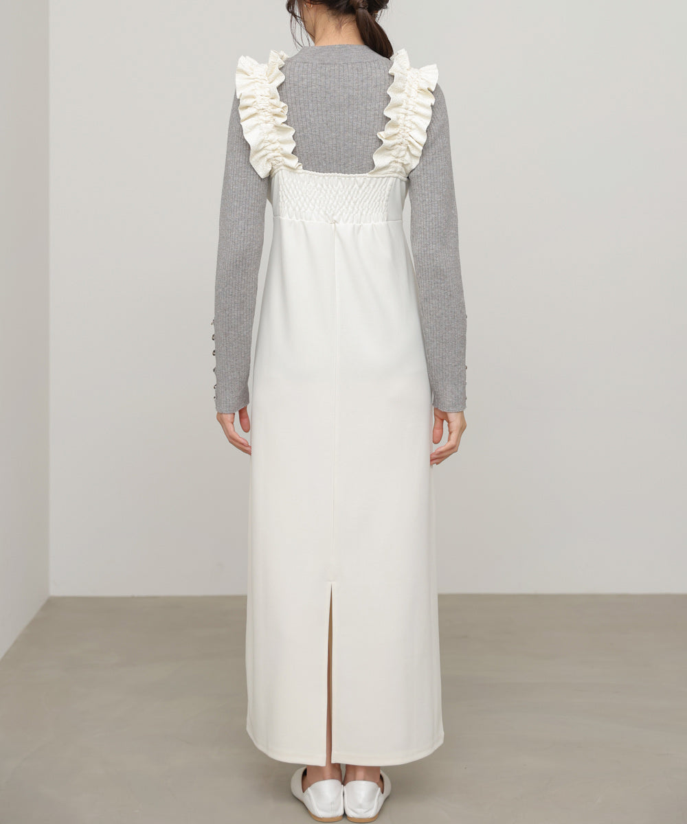 【選べるサイズ/イージーケア】ショルダーギャザーワンピース【イージージョーゼットシリーズ】