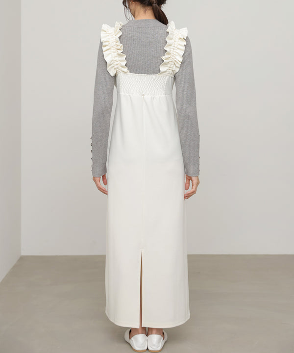 【選べるサイズ/イージーケア】ショルダーギャザーワンピース【イージージョーゼットシリーズ】