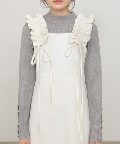 【選べるサイズ/イージーケア】ショルダーギャザーワンピース【イージージョーゼットシリーズ】