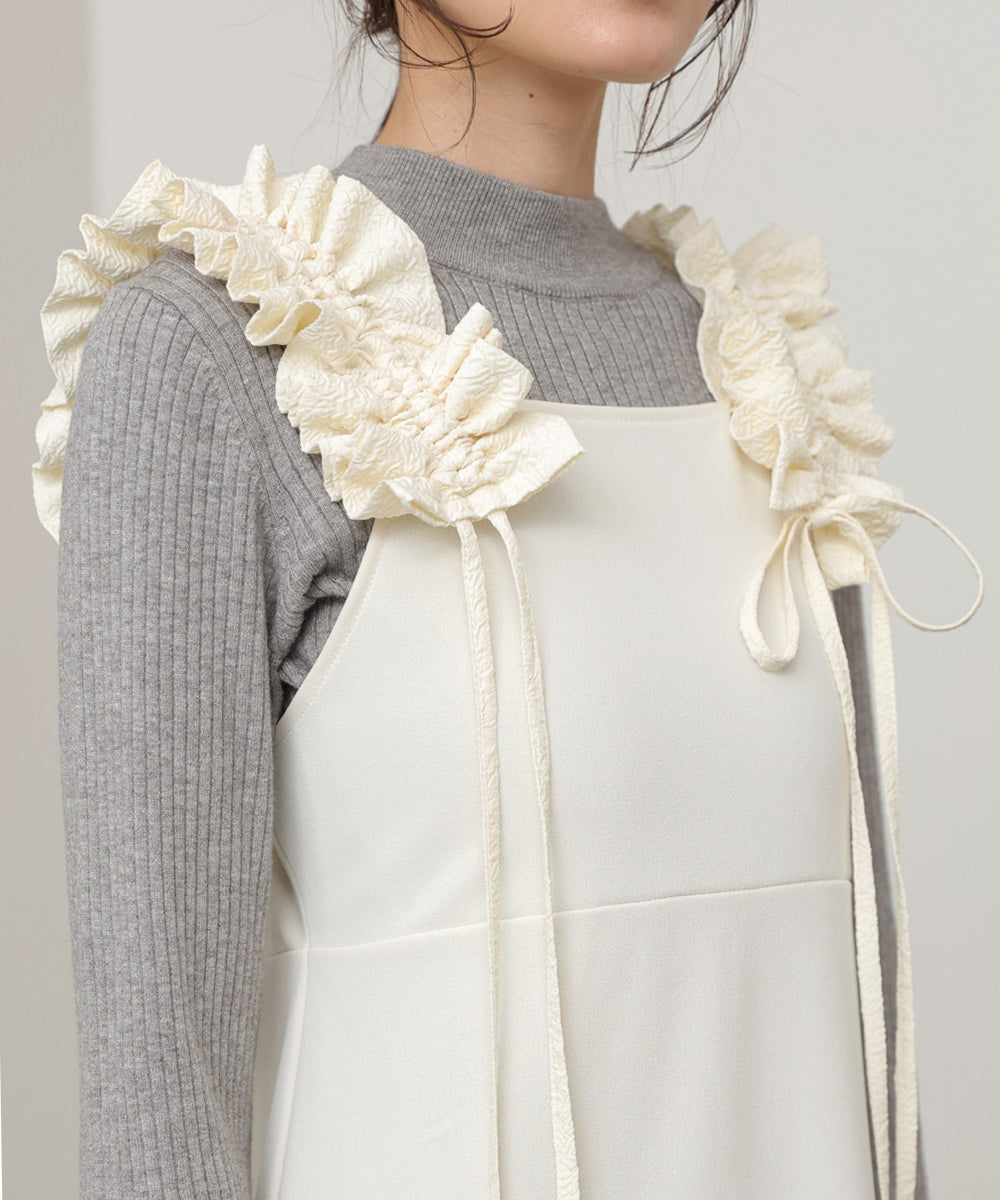 【選べるサイズ/イージーケア】ショルダーギャザーワンピース【イージージョーゼットシリーズ】