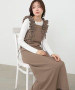 【選べるサイズ/イージーケア】ショルダーギャザーワンピース【イージージョーゼットシリーズ】