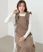 【選べるサイズ/イージーケア】ショルダーギャザーワンピース【イージージョーゼットシリーズ】