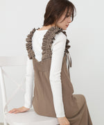 【選べるサイズ/イージーケア】ショルダーギャザーワンピース【イージージョーゼットシリーズ】