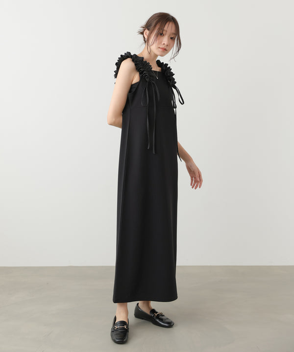 【選べるサイズ/イージーケア】ショルダーギャザーワンピース【イージージョーゼットシリーズ】