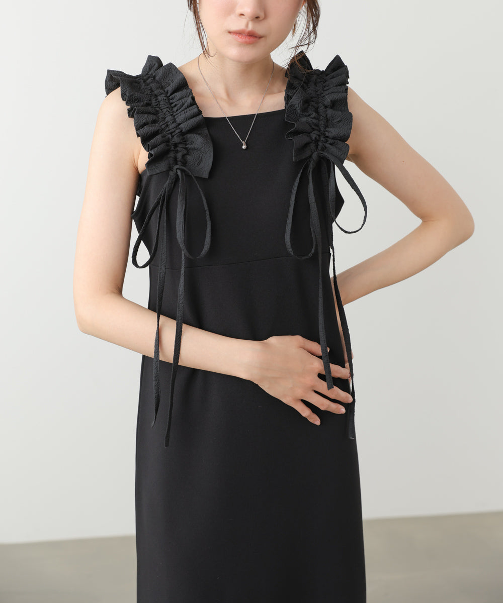 【選べるサイズ/イージーケア】ショルダーギャザーワンピース【イージージョーゼットシリーズ】