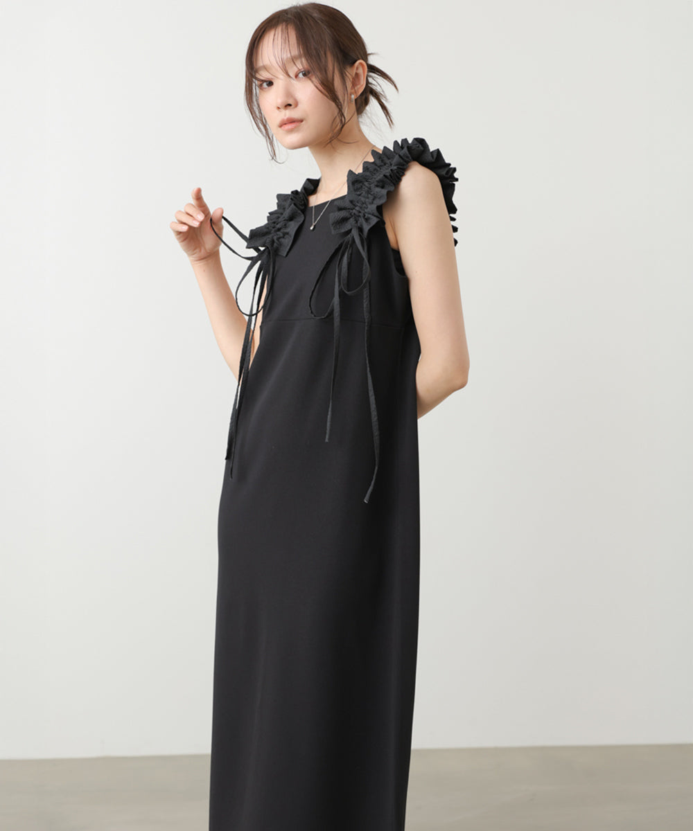 【選べるサイズ/イージーケア】ショルダーギャザーワンピース【イージージョーゼットシリーズ】