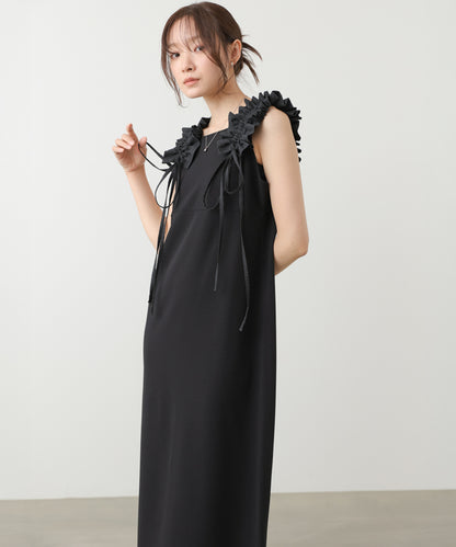 【選べるサイズ/イージーケア】ショルダーギャザーワンピース【イージージョーゼットシリーズ】