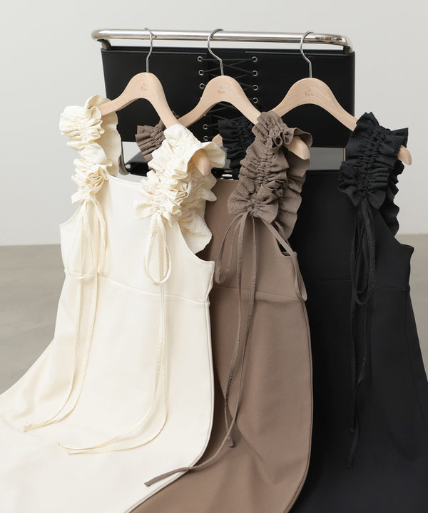 【選べるサイズ/イージーケア】ショルダーギャザーワンピース【イージージョーゼットシリーズ】