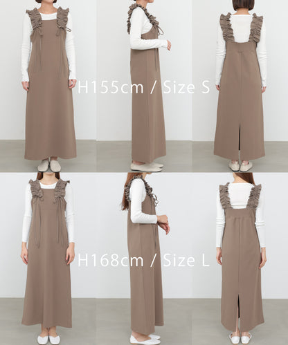 【選べるサイズ/イージーケア】ショルダーギャザーワンピース【イージージョーゼットシリーズ】