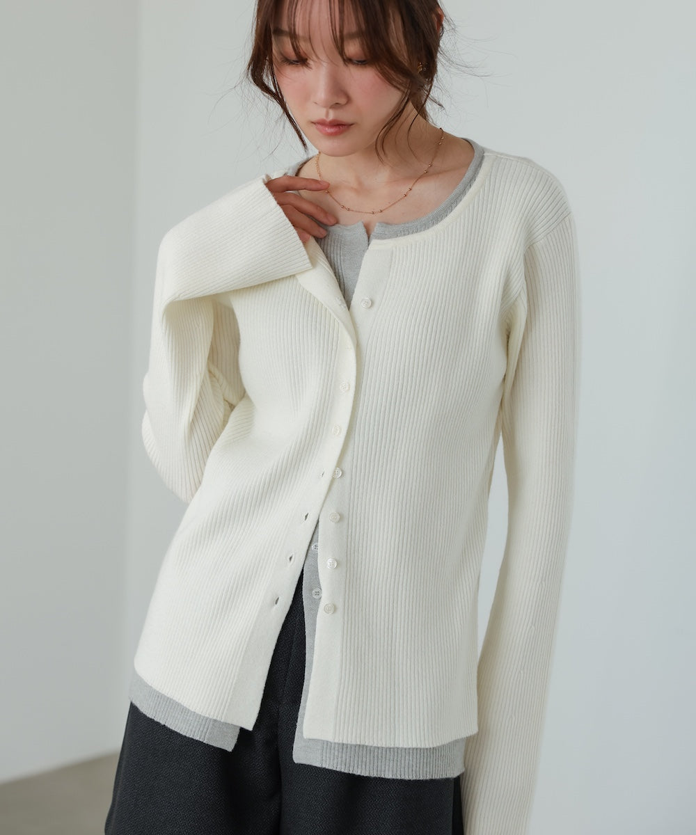 【2026SS】配色レイヤードニットカーディガン