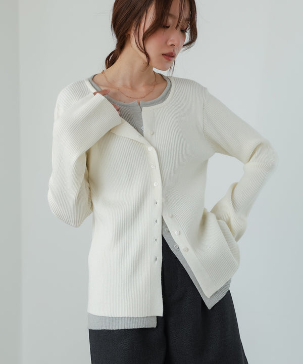 【2026SS】配色レイヤードニットカーディガン