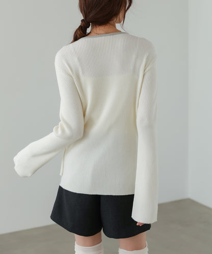 【2026SS】配色レイヤードニットカーディガン