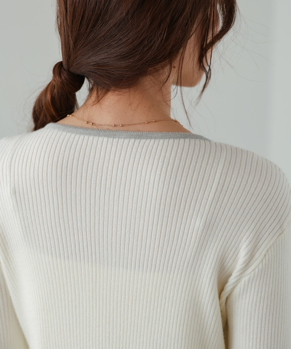 【2026SS】配色レイヤードニットカーディガン