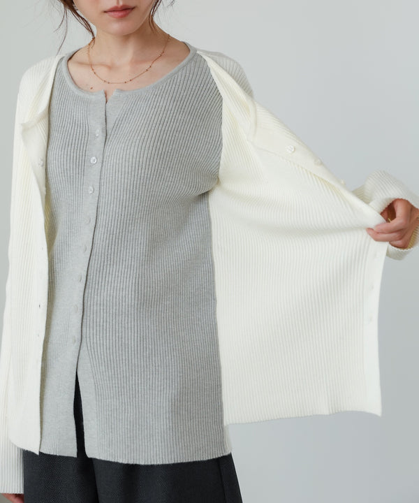 【2026SS】配色レイヤードニットカーディガン