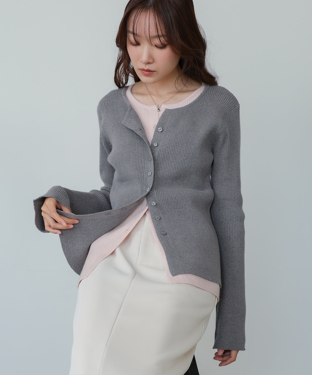 【2026SS】配色レイヤードニットカーディガン