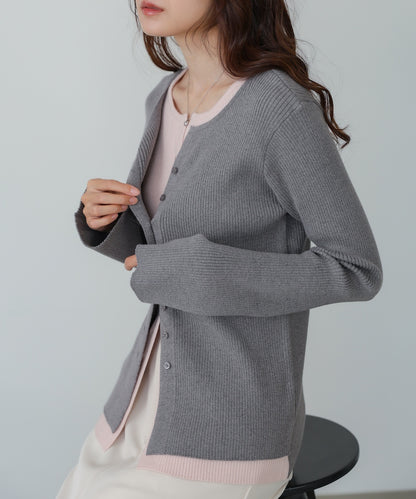 【2026SS】配色レイヤードニットカーディガン