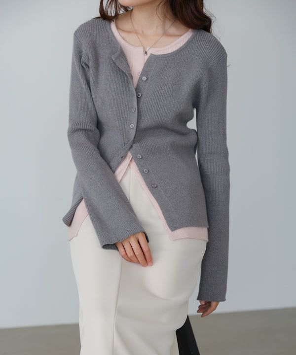 【2026SS】配色レイヤードニットカーディガン