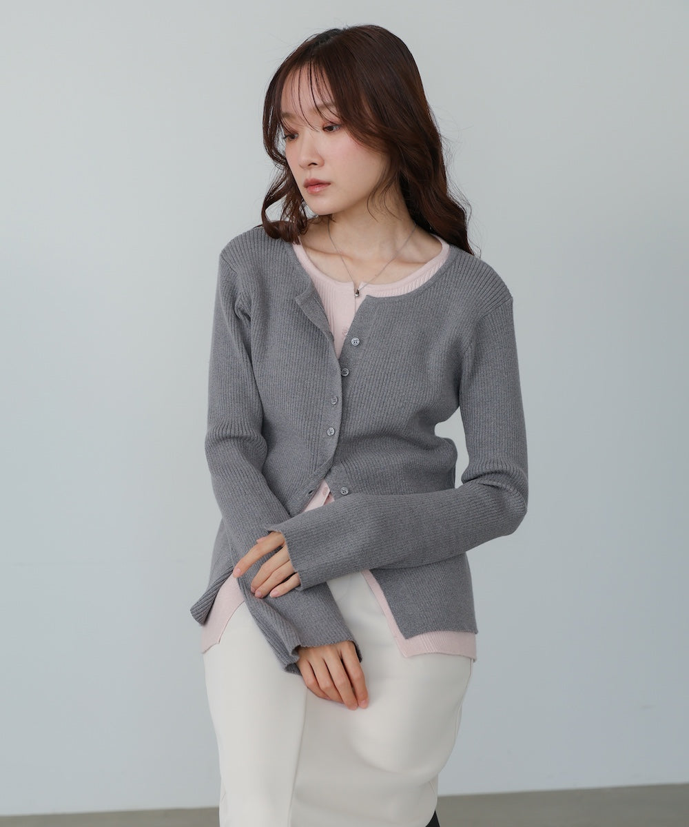 【2026SS】配色レイヤードニットカーディガン