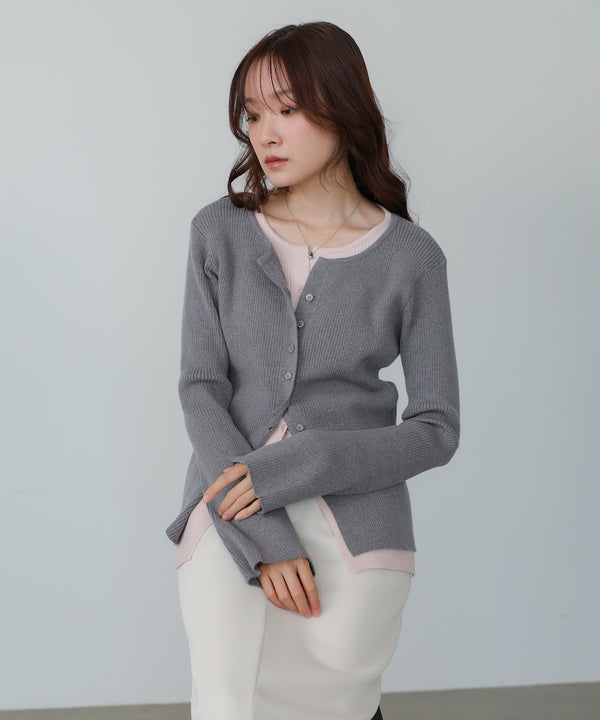 【2026SS】配色レイヤードニットカーディガン