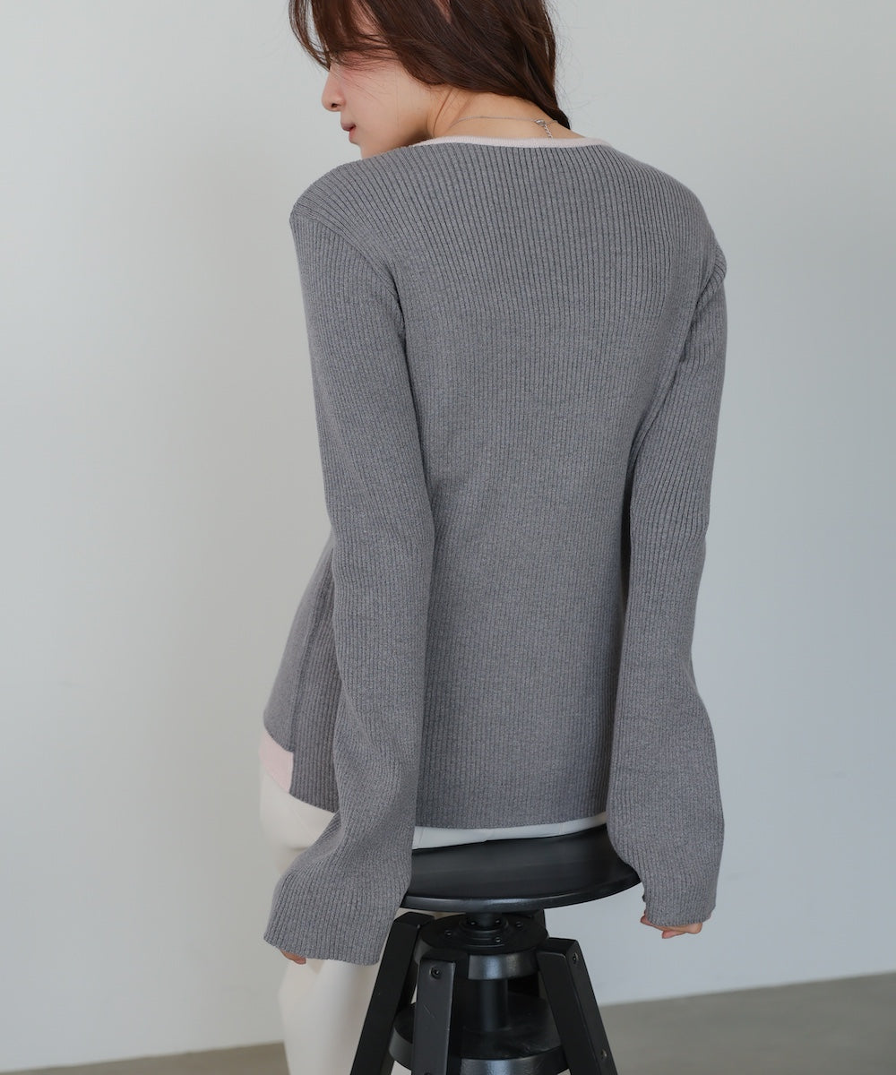 【2026SS】配色レイヤードニットカーディガン