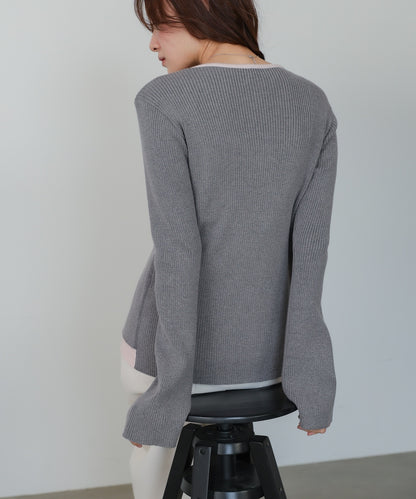 【2026SS】配色レイヤードニットカーディガン