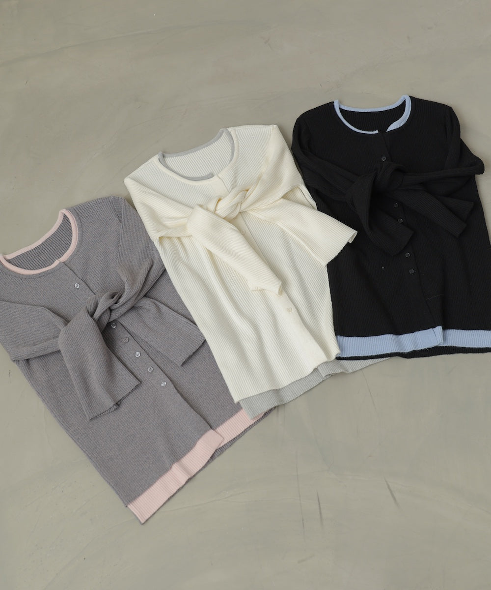 【2026SS】配色レイヤードニットカーディガン