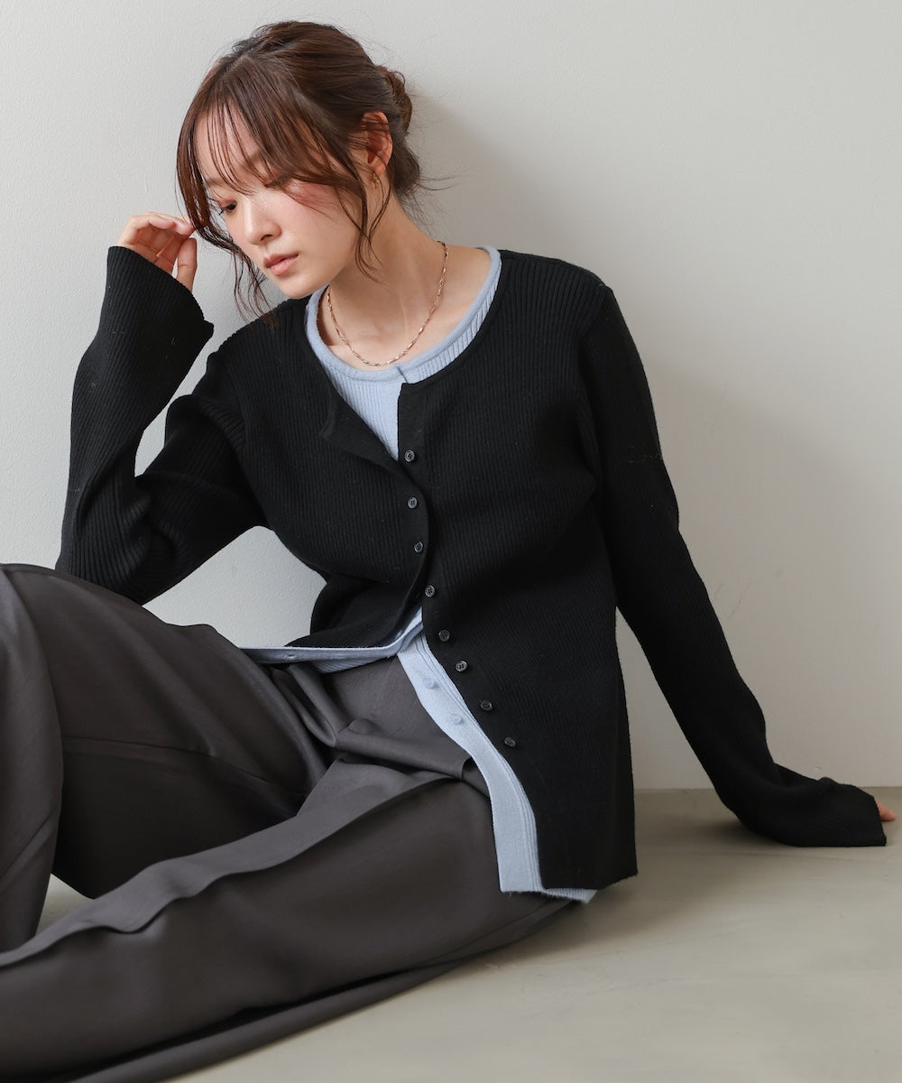 【2026SS】配色レイヤードニットカーディガン