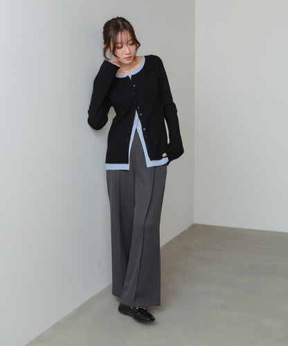 【2026SS】配色レイヤードニットカーディガン