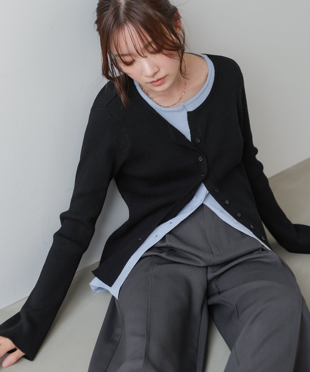 【2026SS】配色レイヤードニットカーディガン