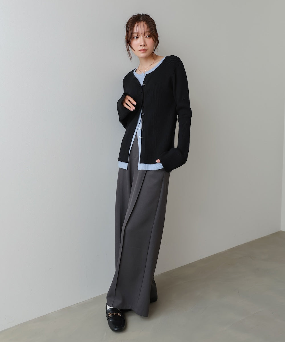 【2026SS】配色レイヤードニットカーディガン