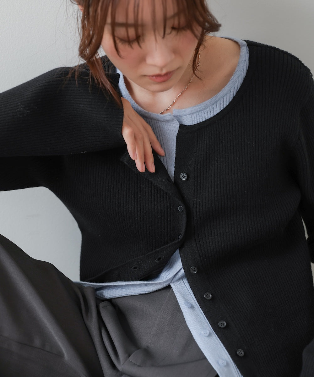 【2026SS】配色レイヤードニットカーディガン