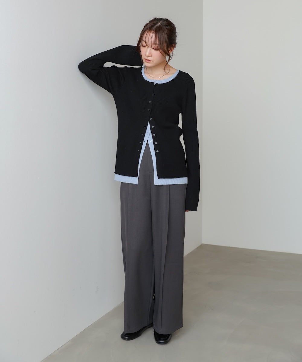 【2026SS】配色レイヤードニットカーディガン