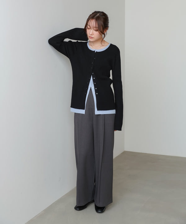 【2026SS】配色レイヤードニットカーディガン