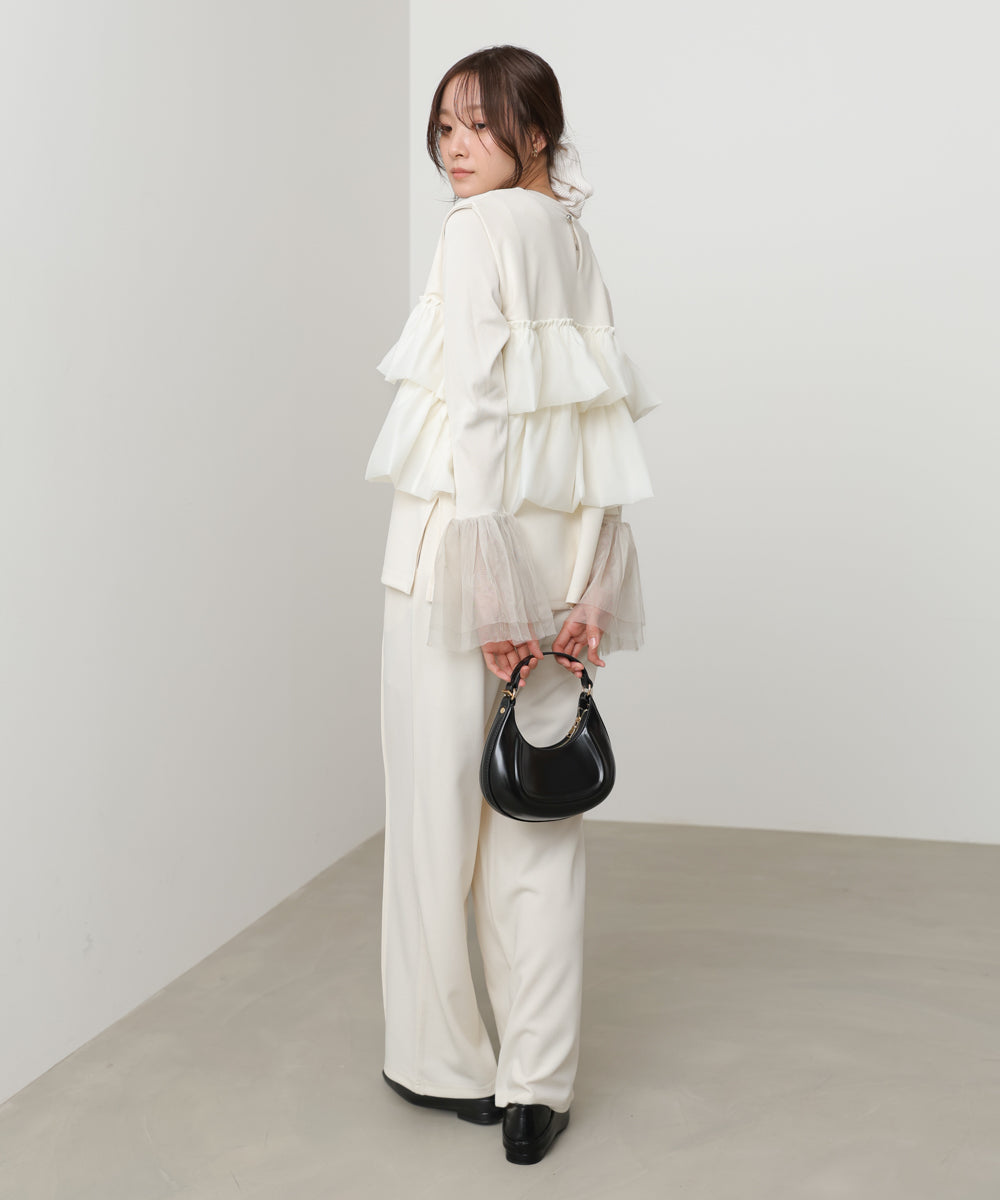 【選べるサイズ/イージーケア】ティアードベスト＋パンツSET【イージージョーゼットシリーズ】