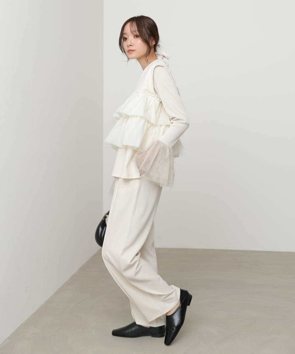 【選べるサイズ/イージーケア】ティアードベスト＋パンツSET【イージージョーゼットシリーズ】