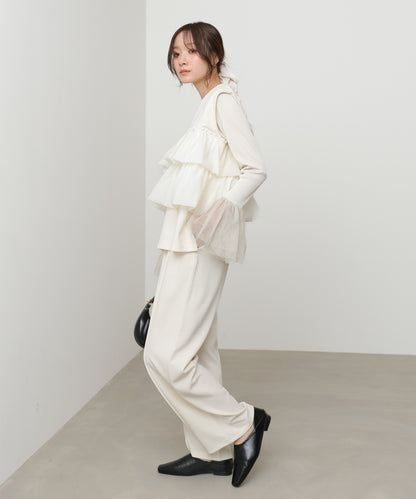 【選べるサイズ/イージーケア】ティアードベスト＋パンツSET【イージージョーゼットシリーズ】